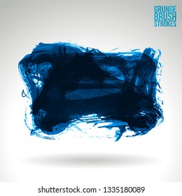Blue brush stroke and texture. Grunge vector abstract hand - painted element. Underline and border design.