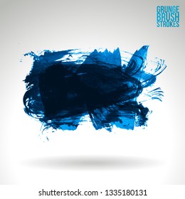 Blue brush stroke and texture. Grunge vector abstract hand - painted element. Underline and border design.