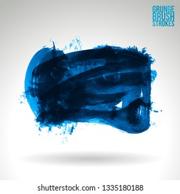 Blue brush stroke and texture. Grunge vector abstract hand - painted element. Underline and border design.