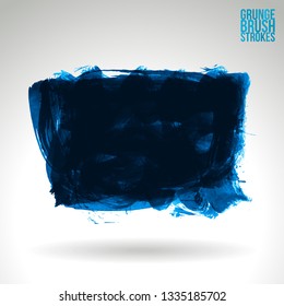 Blue brush stroke and texture. Grunge vector abstract hand - painted element. Underline and border design.