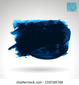 Blue brush stroke and texture. Grunge vector abstract hand - painted element. Underline and border design.