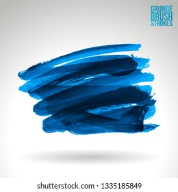 Blue brush stroke and texture. Grunge vector abstract hand - painted element. Underline and border design.