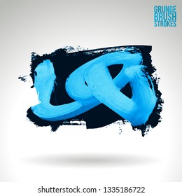 Blue brush stroke and texture. Grunge vector abstract hand - painted element. Underline and border design.