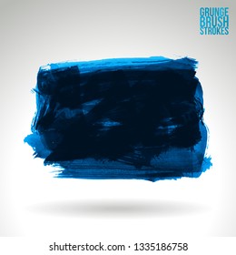 Blue brush stroke and texture. Grunge vector abstract hand - painted element. Underline and border design.
