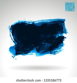Blue brush stroke and texture. Grunge vector abstract hand - painted element. Underline and border design.