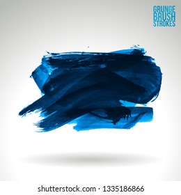 Blue brush stroke and texture. Grunge vector abstract hand - painted element. Underline and border design.