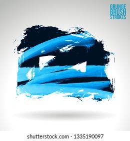 Blue brush stroke and texture. Grunge vector abstract hand - painted element. Underline and border design.