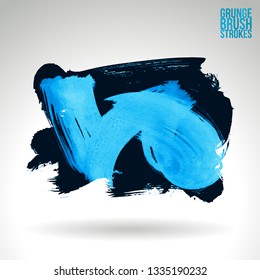 Blue brush stroke and texture. Grunge vector abstract hand - painted element. Underline and border design.