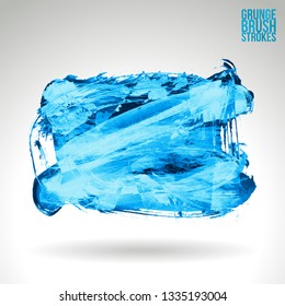 Blue brush stroke and texture. Grunge vector abstract hand - painted element. Underline and border design.