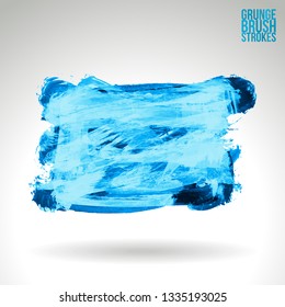 Blue brush stroke and texture. Grunge vector abstract hand - painted element. Underline and border design.