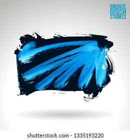 Blue brush stroke and texture. Grunge vector abstract hand - painted element. Underline and border design.