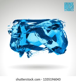 Blue brush stroke and texture. Grunge vector abstract hand - painted element. Underline and border design.