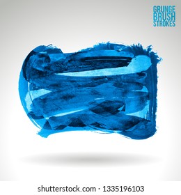 Blue brush stroke and texture. Grunge vector abstract hand - painted element. Underline and border design.