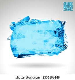 Blue brush stroke and texture. Grunge vector abstract hand - painted element. Underline and border design.