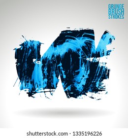Blue brush stroke and texture. Grunge vector abstract hand - painted element. Underline and border design.