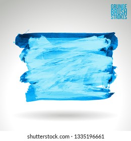 Blue brush stroke and texture. Grunge vector abstract hand - painted element. Underline and border design.