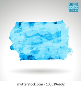 Blue brush stroke and texture. Grunge vector abstract hand - painted element. Underline and border design.