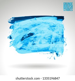 Blue brush stroke and texture. Grunge vector abstract hand - painted element. Underline and border design.