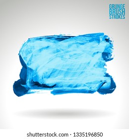 Blue brush stroke and texture. Grunge vector abstract hand - painted element. Underline and border design.