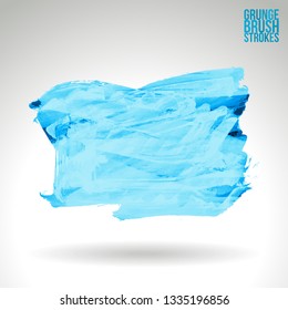 Blue brush stroke and texture. Grunge vector abstract hand - painted element. Underline and border design.