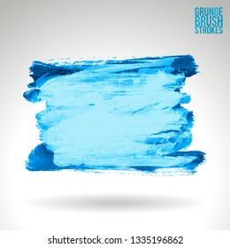 Blue brush stroke and texture. Grunge vector abstract hand - painted element. Underline and border design.