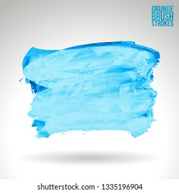 Blue brush stroke and texture. Grunge vector abstract hand - painted element. Underline and border design.