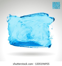 Blue brush stroke and texture. Grunge vector abstract hand - painted element. Underline and border design.
