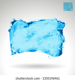 Blue brush stroke and texture. Grunge vector abstract hand - painted element. Underline and border design.