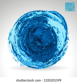 Blue brush stroke and texture. Grunge vector abstract hand - painted element. Underline and border design.