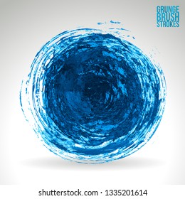 Blue brush stroke and texture. Grunge vector abstract hand - painted element. Underline and border design.