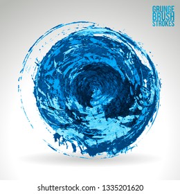 Blue brush stroke and texture. Grunge vector abstract hand - painted element. Underline and border design.