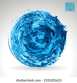 Blue brush stroke and texture. Grunge vector abstract hand - painted element. Underline and border design.