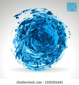 Blue brush stroke and texture. Grunge vector abstract hand - painted element. Underline and border design.
