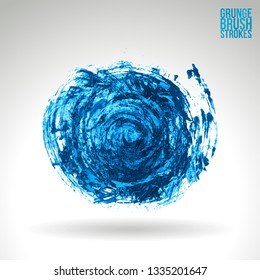Blue brush stroke and texture. Grunge vector abstract hand - painted element. Underline and border design.