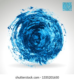 Blue brush stroke and texture. Grunge vector abstract hand - painted element. Underline and border design.