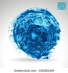 Blue brush stroke and texture. Grunge vector abstract hand - painted element. Underline and border design.