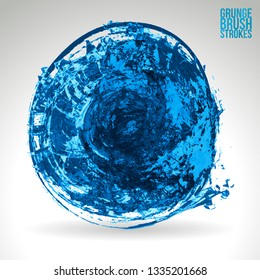 Blue brush stroke and texture. Grunge vector abstract hand - painted element. Underline and border design.