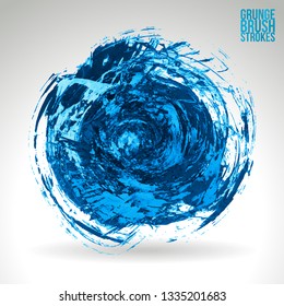 Blue brush stroke and texture. Grunge vector abstract hand - painted element. Underline and border design.