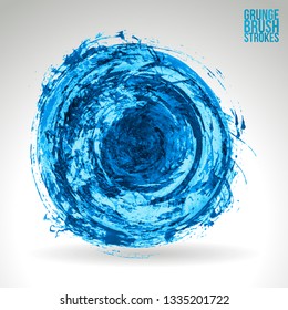 Blue brush stroke and texture. Grunge vector abstract hand - painted element. Underline and border design.