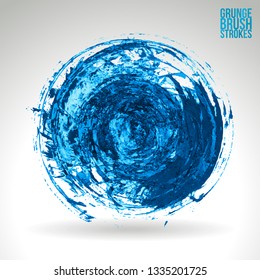 Blue brush stroke and texture. Grunge vector abstract hand - painted element. Underline and border design.