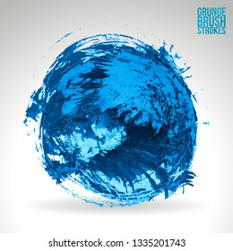Blue brush stroke and texture. Grunge vector abstract hand - painted element. Underline and border design.