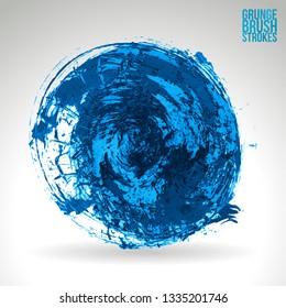 Blue brush stroke and texture. Grunge vector abstract hand - painted element. Underline and border design.