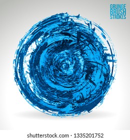 Blue brush stroke and texture. Grunge vector abstract hand - painted element. Underline and border design.
