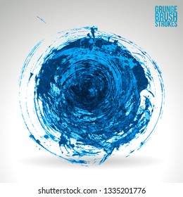 Blue brush stroke and texture. Grunge vector abstract hand - painted element. Underline and border design.