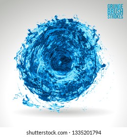 Blue brush stroke and texture. Grunge vector abstract hand - painted element. Underline and border design.