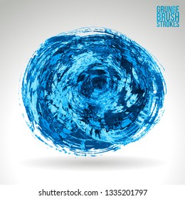 Blue brush stroke and texture. Grunge vector abstract hand - painted element. Underline and border design.
