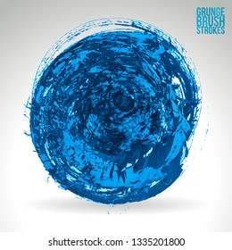 Blue brush stroke and texture. Grunge vector abstract hand - painted element. Underline and border design.
