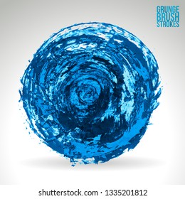 Blue brush stroke and texture. Grunge vector abstract hand - painted element. Underline and border design.