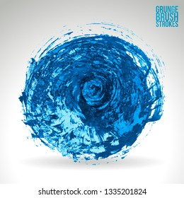 Blue brush stroke and texture. Grunge vector abstract hand - painted element. Underline and border design.