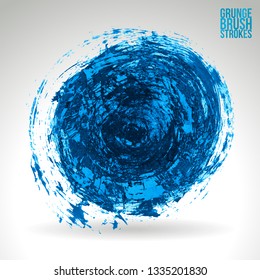 Blue brush stroke and texture. Grunge vector abstract hand - painted element. Underline and border design.